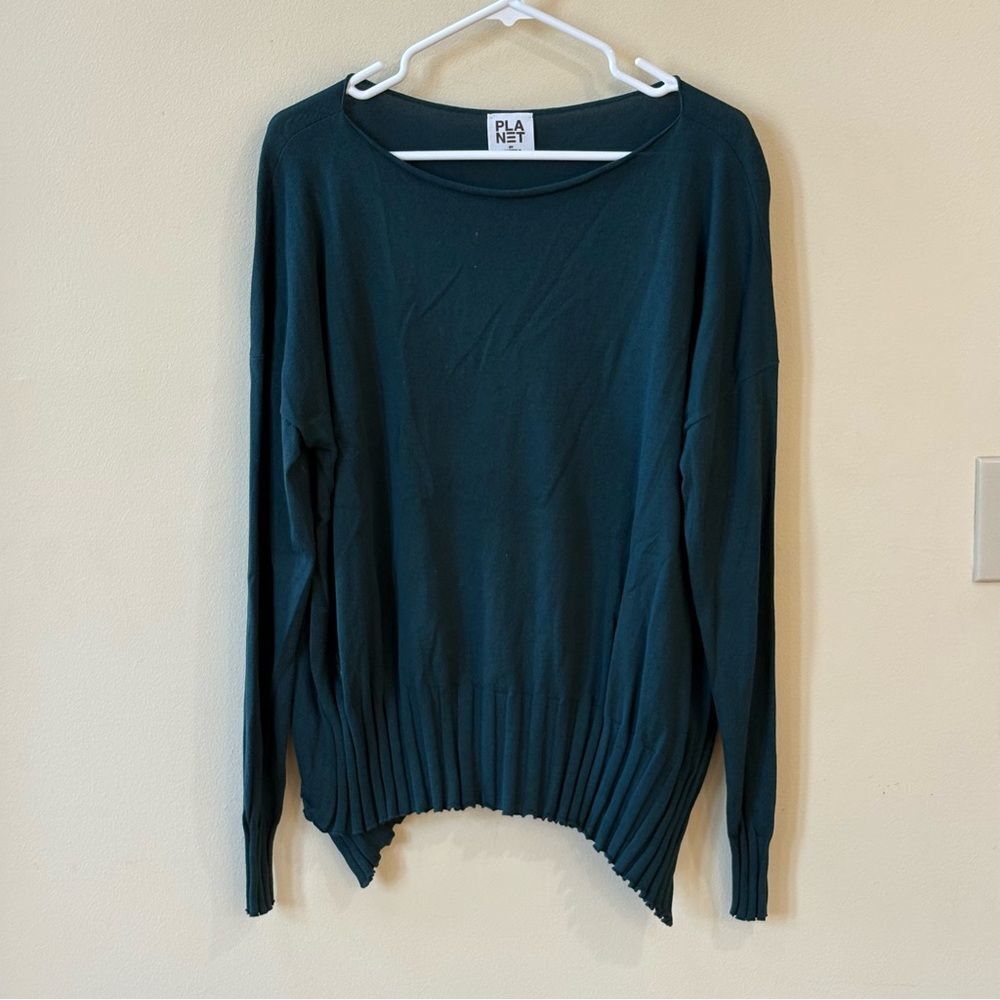 Planet By Lauren G Pima Cotton Boatneck Rib Sweater